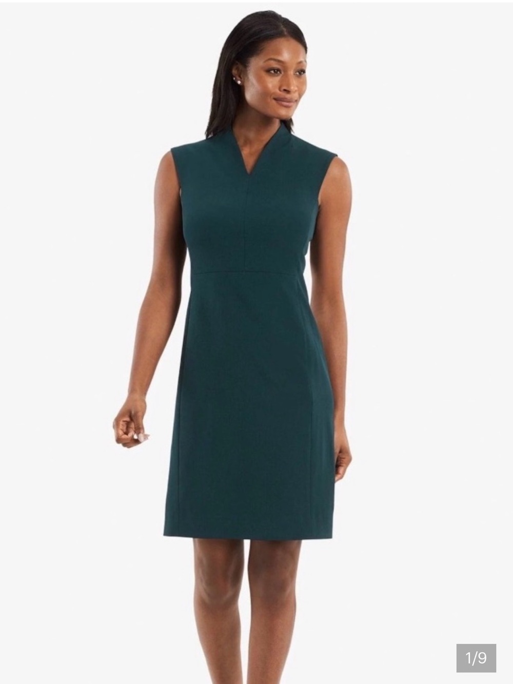 MM LAFLEUR Aditi Shift Dress Rainforest Green Sheath Minimalist Career Workweaar
